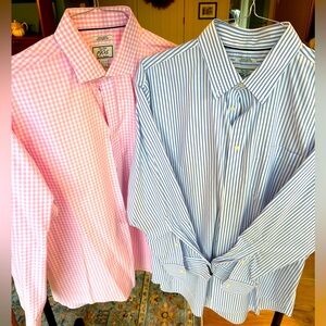 2 Jos. A Bank non-iron tailored fit dress shirts — excellent condition — 17.5/34
